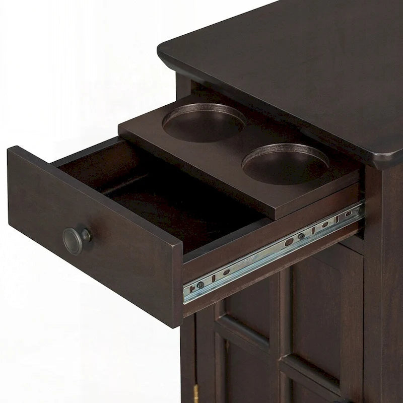 Table d'appoint avec ports USB et un tiroir multifonctionnel avec porte-gobelets