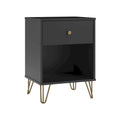 Table de chevet noire avec 2 tiroirs, rangement de chambre moderne