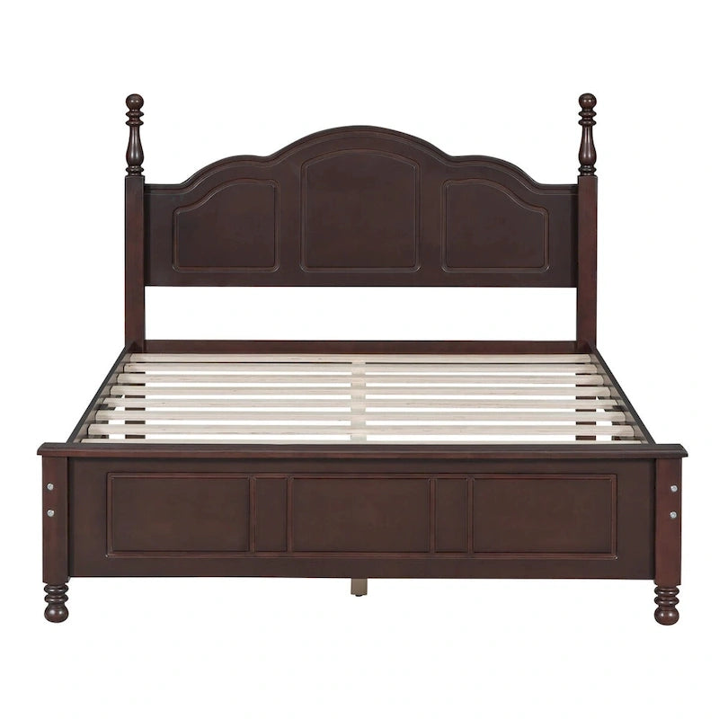Cadre de lit plateforme en bois pleine grandeur, lit plateforme de style rétro