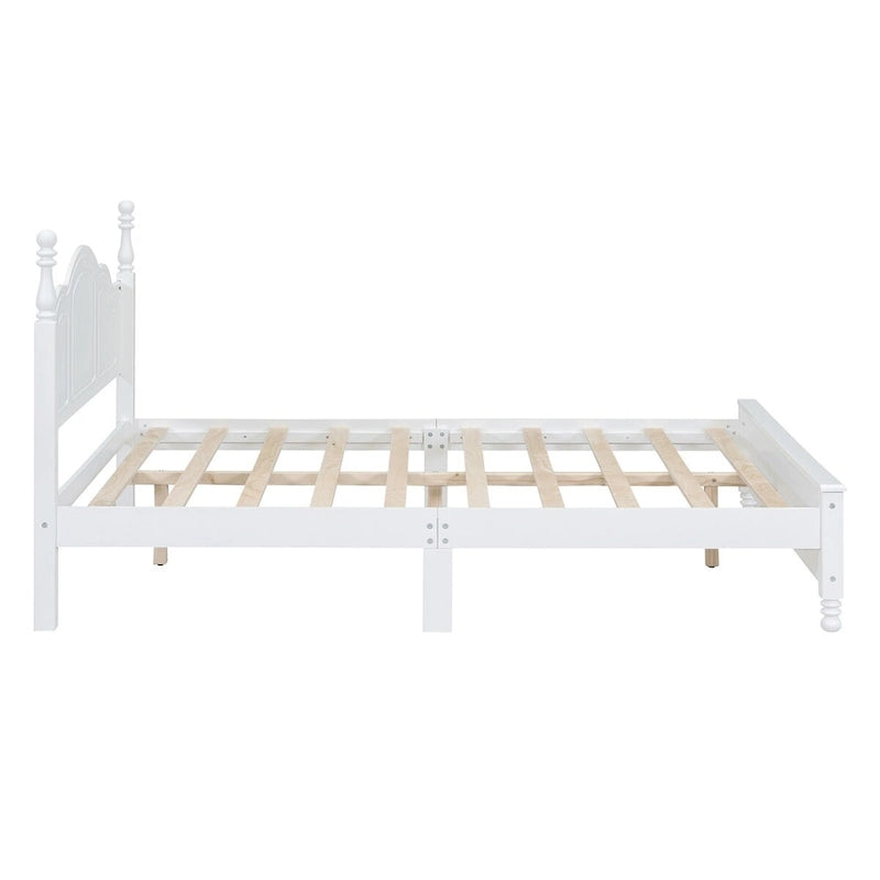 Cadre de lit plateforme en bois pleine grandeur, lit plateforme de style rétro