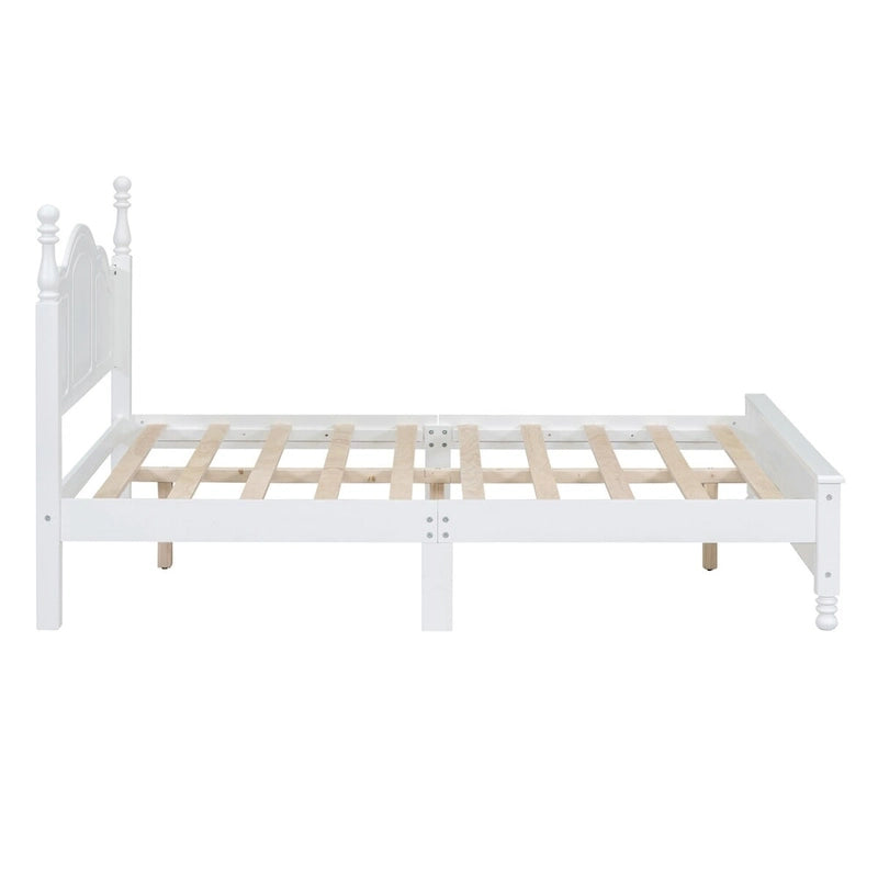 Cadre de lit plateforme en bois pleine grandeur, lit plateforme de style rétro